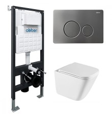 Комплект унитаза с инсталляцией Abber Rechteck AC1219TC-AC0105-AC0121NG цвет Белый с сиденьем Микролифт