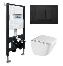 Комплект унитаза с инсталляцией Abber Rechteck AC1220TC-AC0105-AC0120MB цвет Белый с сиденьем Микролифт