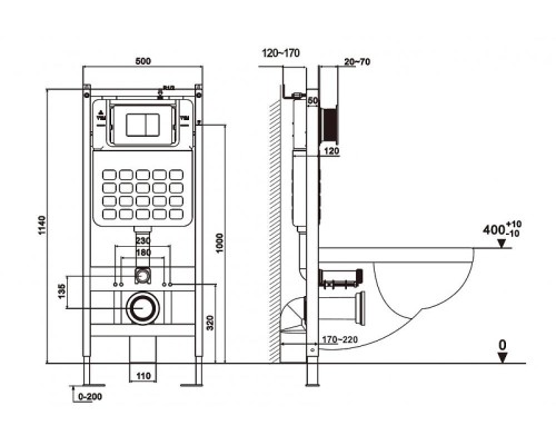Комплект унитаза с инсталляцией Abber Rechteck AC1220TC-AC0105-AC0121 цвет Белый с сиденьем Микролифт