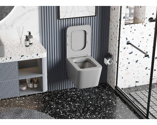 Унитаз Abber Rechteck AC1201MG подвесной Серый матовый с сиденьем Микролифт