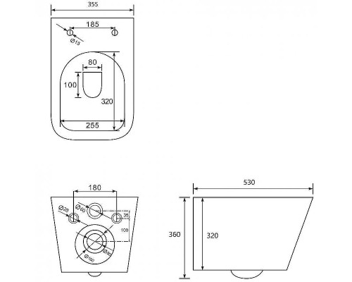 Унитаз Abber Rechteck AC1201T подвесной с сиденьем Микролифт