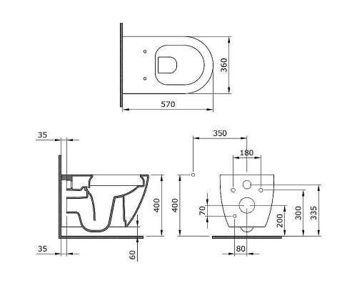 Унитаз Ambassador Queen 113T20301R подвесной Серый матовый без сиденья