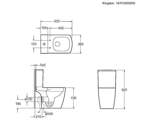 Унитаз компакт Ambassador Kingston 147K19002RS с бачком и сиденьем Микролифт