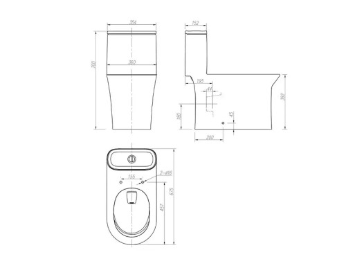 Унитаз моноблок Arrow AB1802H цвет Белый с бачком без сиденья