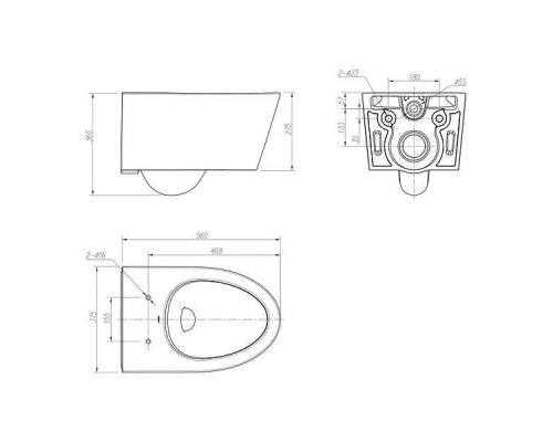 Унитаз Arrow AHB21002H подвесной цвет Белый без сиденья