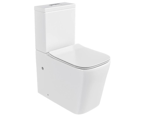 Унитаз компакт Bas Kvadro Rimless УНИ0027 цвет Белый с бачком и сиденьем Микролифт