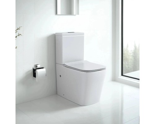 Унитаз компакт Bas Kvadro Rimless УНИ0027 цвет Белый с бачком и сиденьем Микролифт