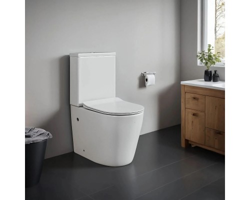 Унитаз компакт Bas Round Rimless УНИ0028 цвет Белый с бачком и сиденьем Микролифт