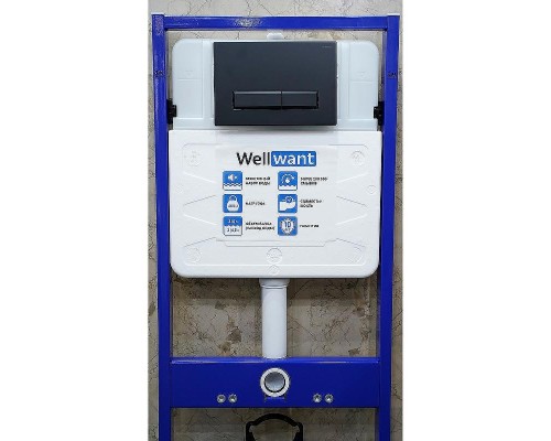 Комплект унитаза BelBagno Amanda BB051CHR+BB051SC с инсталляцией WellWant Standart 50 WWISI111BB с сиденьем Микролифт и Черной матовой клавишей смыва