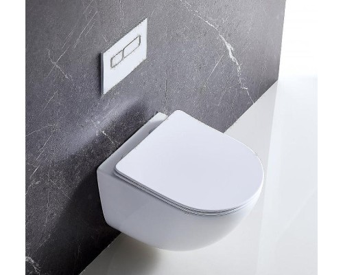 Комплект унитаза BelBagno Amanda BB051CHR+BB051SC с инсталляцией WellWant Standart 50 WWISI111BB с сиденьем Микролифт и Черной матовой клавишей смыва