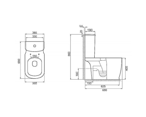 Унитаз компакт BelBagno Prado BB10150CP/BB10150SC без бачка с сиденьем Микролифт