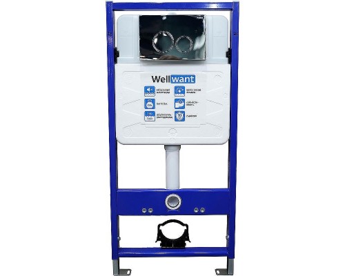 Комплект унитаза BelBagno Uno BB3105CHR/SC с инсталляцией WellWant Standart 50 WWISI1110B с сиденьем Микролифт и клавишей смыва Хром глянцевый