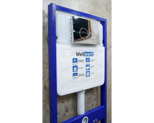 Комплект унитаза BelBagno Uno BB3105CHR/SC с инсталляцией WellWant Standart 50 WWISI1110B с сиденьем Микролифт и клавишей смыва Хром глянцевый