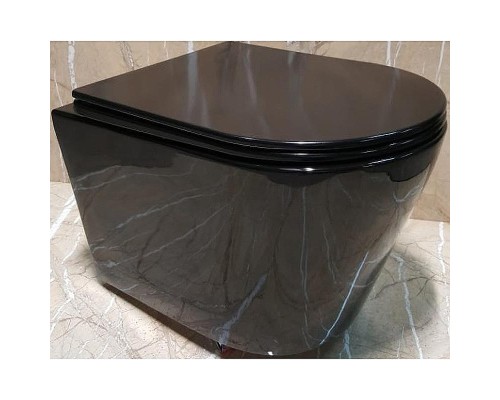 Унитаз CeramaLux NS-5178-18 подвесной Черный с сиденьем Микролифт