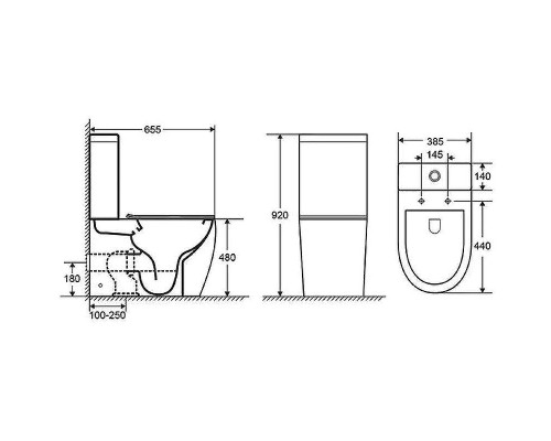 Унитаз компакт CeramaLux 1289A с бачком и сиденьем Микролифт