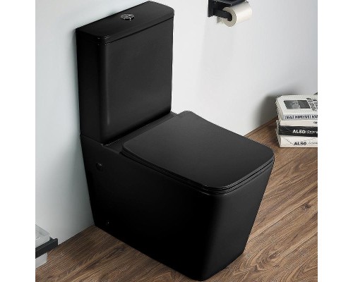 Унитаз компакт CeramaLux 2170AXMB Черный матовый с бачком и сиденьем Микролифт
