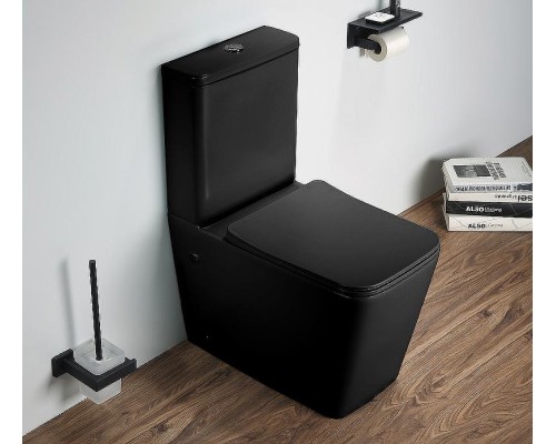 Унитаз компакт CeramaLux 2170AXMB Черный матовый с бачком и сиденьем Микролифт