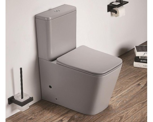 Унитаз компакт CeramaLux 2170AXMH Светло-серый матовый с бачком и сиденьем Микролифт