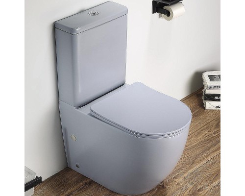 Унитаз компакт CeramaLux 2166XMHL Голубой матовый с бачком и сиденьем Микролифт