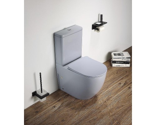 Унитаз компакт CeramaLux 2166XMHL Голубой матовый с бачком и сиденьем Микролифт