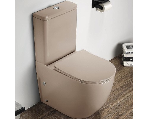 Унитаз компакт CeramaLux 2166XMC Капучино матовый с бачком и сиденьем Микролифт