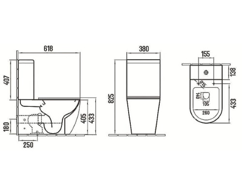 Унитаз компакт CeramaLux 2166XMC Капучино матовый с бачком и сиденьем Микролифт