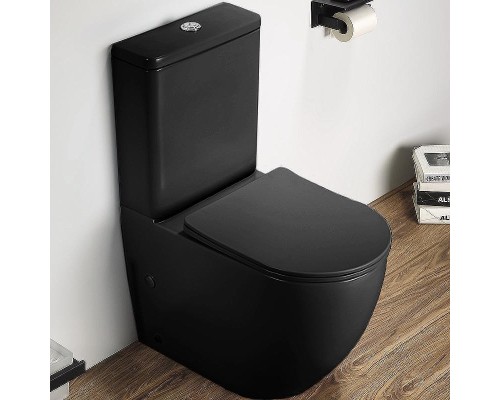 Унитаз компакт CeramaLux 2166XMB Черный матовый с бачком и сиденьем Микролифт