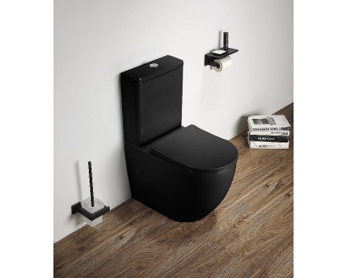 Унитаз компакт CeramaLux 2166XMB Черный матовый с бачком и сиденьем Микролифт