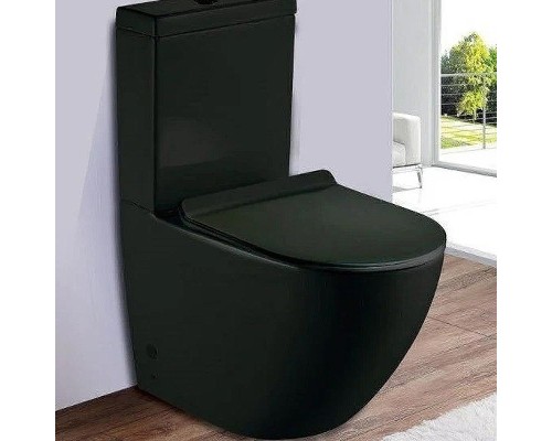 Унитаз компакт CeramaLux 2166MB Черный матовый с бачком и сиденьем Микролифт
