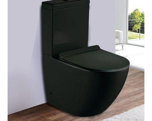 Унитаз компакт CeramaLux 2166MB Черный матовый с бачком и сиденьем Микролифт