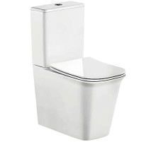 Унитаз компакт CeramaLux 1222-1A Белый глянцевый с бачком и сиденьем Микролифт
