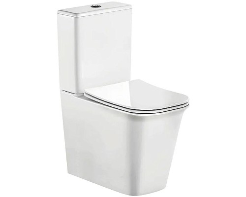 Унитаз компакт CeramaLux 1222-1A Белый глянцевый с бачком и сиденьем Микролифт