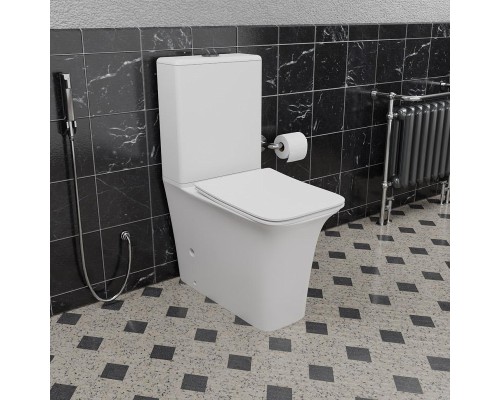 Унитаз компакт CeramaLux 1222-1A Белый глянцевый с бачком и сиденьем Микролифт