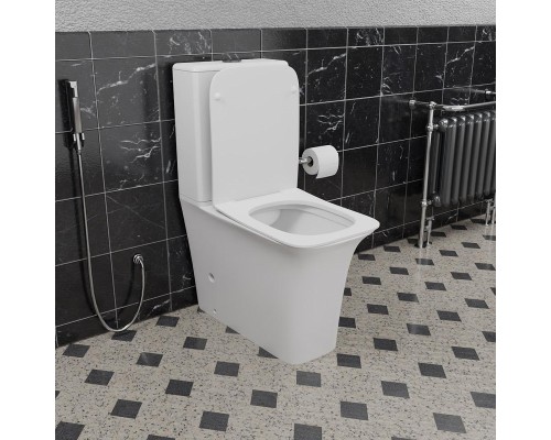 Унитаз компакт CeramaLux 1222-1A Белый глянцевый с бачком и сиденьем Микролифт