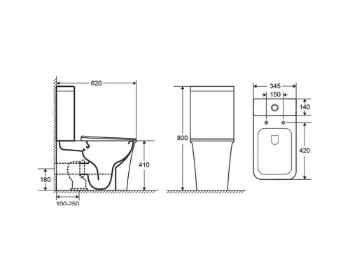 Унитаз компакт CeramaLux 1222-1A Белый глянцевый с бачком и сиденьем Микролифт