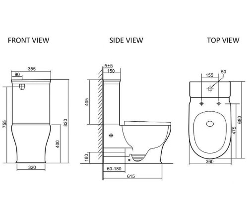 Унитаз компакт CeramaLux TR999 цвет Белый с бачком и сиденьем