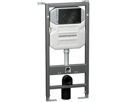 Комплект унитаза с инсталляцией Ceramicanova Metropol CN4002MB_1001B_1000 с сиденьем Микролифт и Черной матовой клавишей смыва
