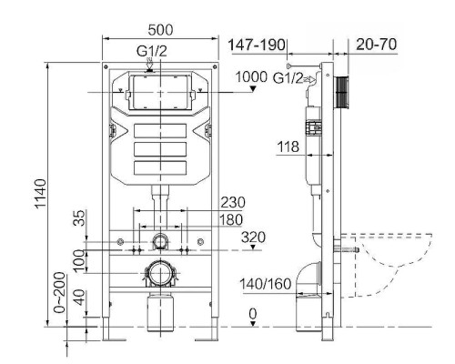 Комплект унитаза с инсталляцией Ceramicanova Metropol CN4002MB_1001CH_1000 с сиденьем Микролифт и клавишей смыва Хром