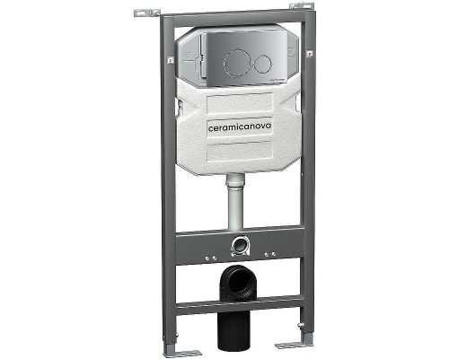 Комплект унитаза с инсталляцией Ceramicanova Metropol CN4002MB_1001M_1000 с сиденьем Микролифт и клавишей смыва Хром матовый