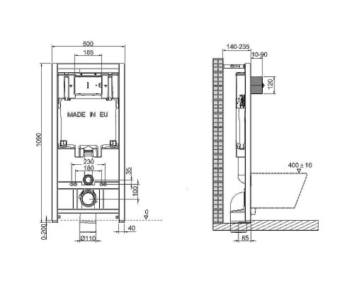 Комплект унитаза Ceramicanova Play CN3001 с сиденьем Микролифт и инсталляцией Jacob Delafon E29025-NF+E4316-CP с клавишей смыва Хром