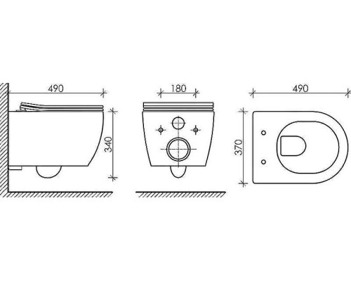 Комплект унитаза Ceramicanova Play CN3001 с инсталляцией Tece Base 9400413 с сиденьем Микролифт и Белой клавишей смыва