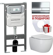 Комплект унитаза с инсталляцией Ceramicanova Play CN3001_1002CH_1000 с сиденьем Микролифт и клавишей смыва Хром