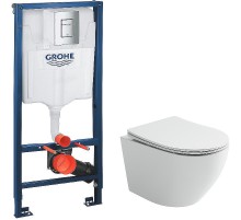 Комплект унитаза Ceramicanova Uno Rimless CN11001 с инсталляцией Grohe Rapid SL 38772001 с сиденьем Микролифт и клавишей смыва Хром