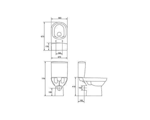 Унитаз компакт Cersanit City S-MK-CIT_COn_010/011 без бачка и сиденья