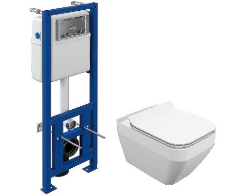 Комплект унитаза с инсталляцией Cersanit Crea Square CO DPL EO slim 63997 с сиденьем Микролифт