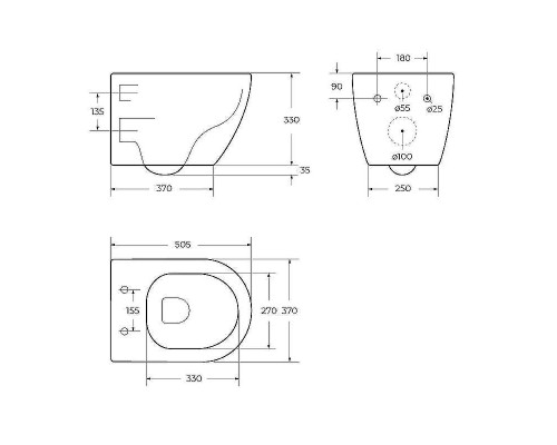 Унитаз Cezares Stylus CZR-513-TH-R/CZR-2316-SC подвесной с сиденьем Микролифт