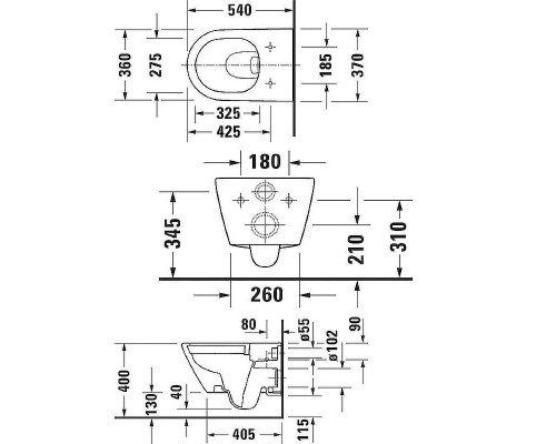 Унитаз Duravit D-Neo 2577098900 подвесной без сиденья