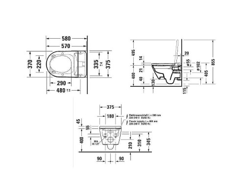 Унитаз биде Duravit D-Neo 654000012004300 подвесной с сиденьем Микролифт