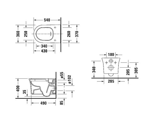 Унитаз Duravit White Tulip 2576092000 подвесной без сиденья