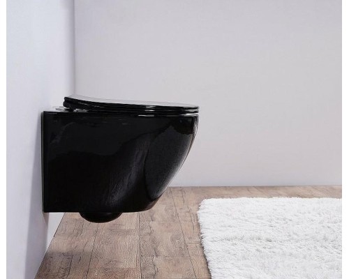 Унитаз Esbano Azalea ESUPAZALB подвесной Черный глянцевый с сиденьем Микролифт